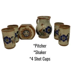 Espresso/Shot Set 4 Cup Cream Pitcher Spice Shaker Hand Made &‎ Painted 6 Pieces